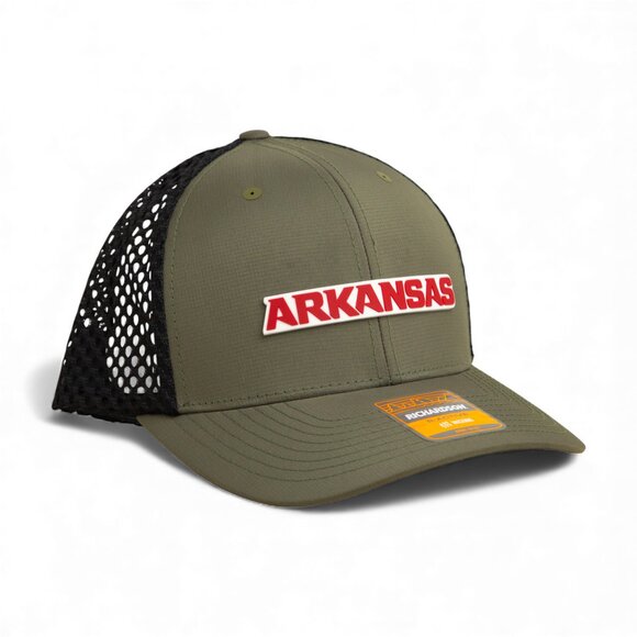 Arkansas Razorbacks ARKANSAS Red 3D Snapback Tilikum Trucker Hat- Loden/ Black - Picture 1 of 3